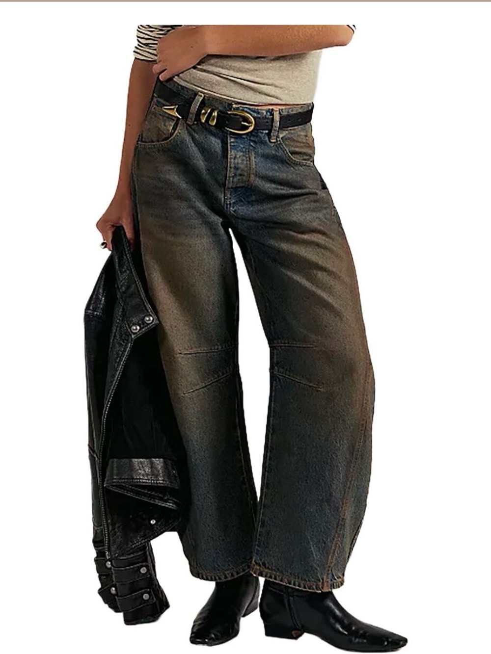Free People Good Luck Mid Rise barrel Jeans